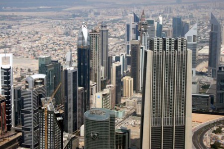 veduta dal Burj Khalifa dei grattacieli di Sheikh Zayed Road 
